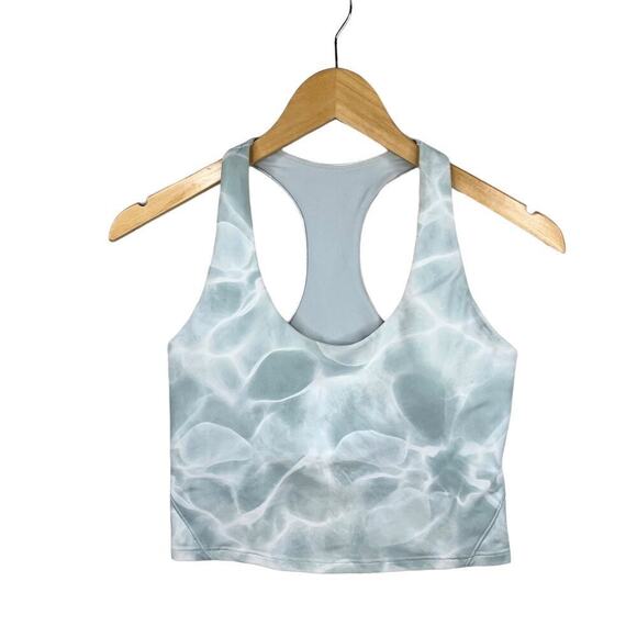 Calia Blue White Water Color Marbled Energize Crop Sports Bra Tank Size Small - Picture 1 of 3